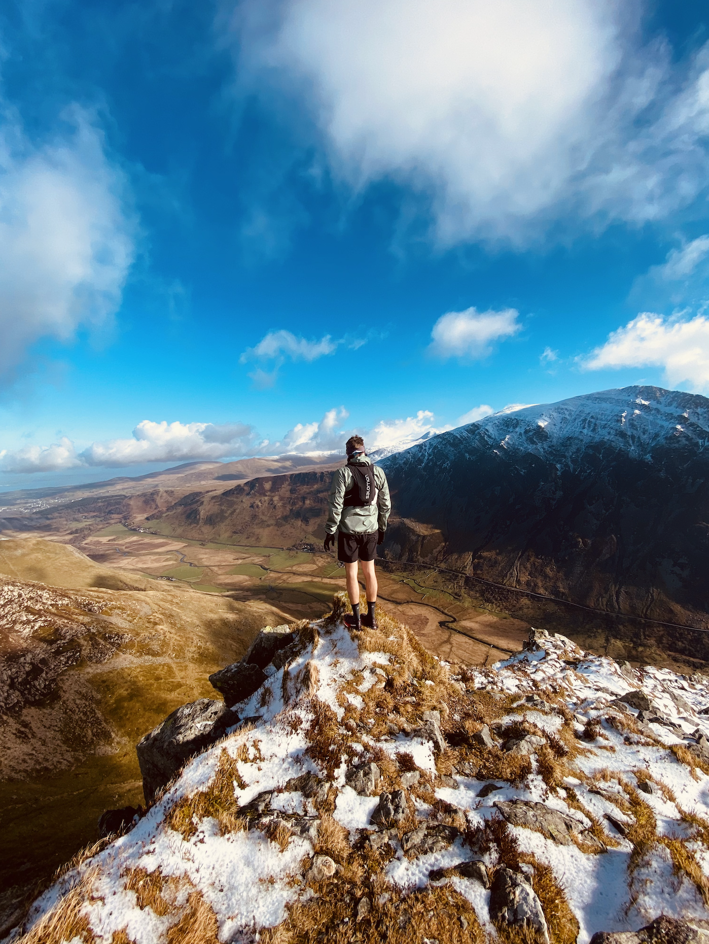 On the ridge, looking out over the Ogwen Valley