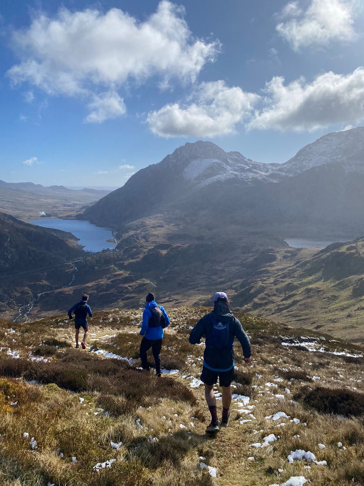 Descending toward Tryfan, Ogwen Valley below